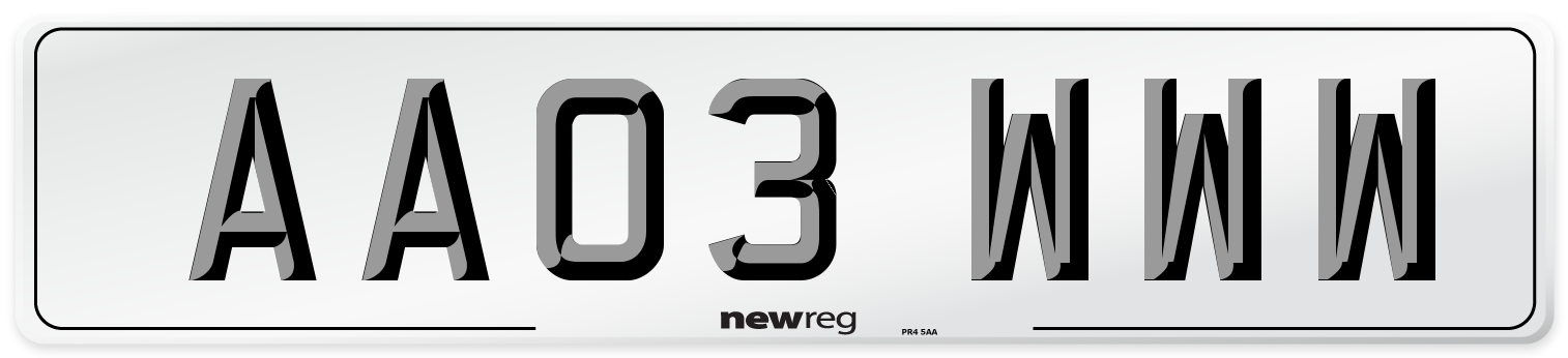 AA03 WWW Number Plate from New Reg